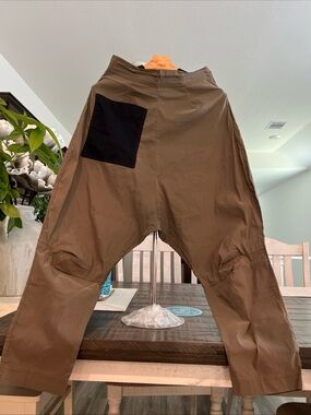 Women's Brown Cargo Harem Pants with Black Patch Pocket